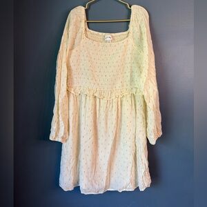 Art Class Ivory smocked dress with metallic clip dots